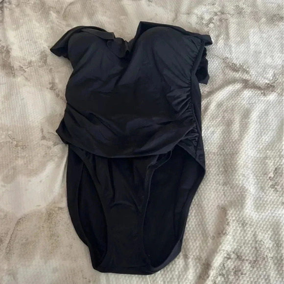 Bleu Rod Beattie Kore Ruffle Bandeau One Piece Swimsuit Size 12 - Picture 5 of 9